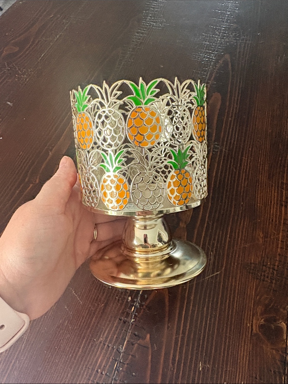 Bath & Body Works Pineapple Enamel Metal Pedestal Candle Holder